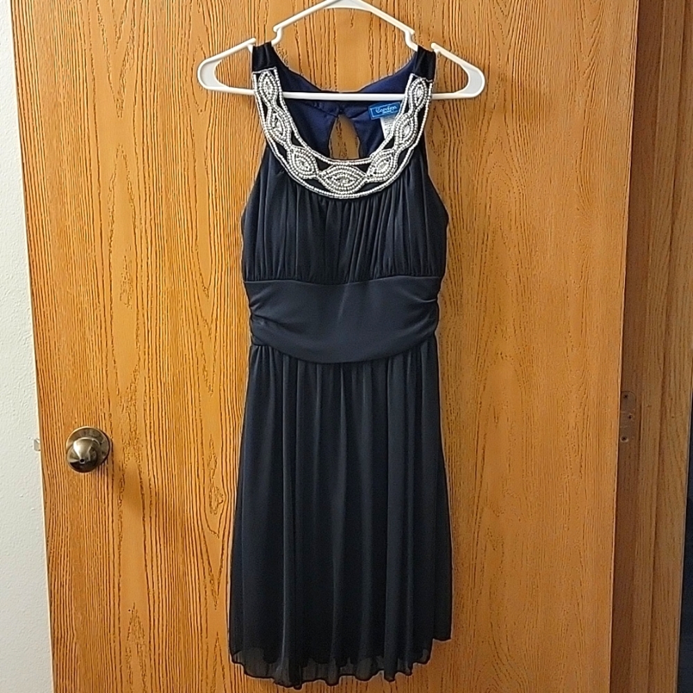 Carolina Collection Navy Blue with Beading Dress Size Large